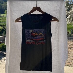 Black Graphic Muscle Tee - Relaxing Float Design